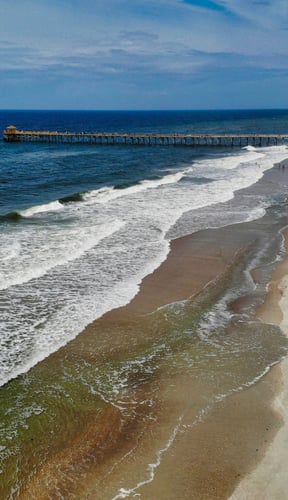 Aerial view of Atlantic Beach shoreline on North Carolina's Crystal Coast